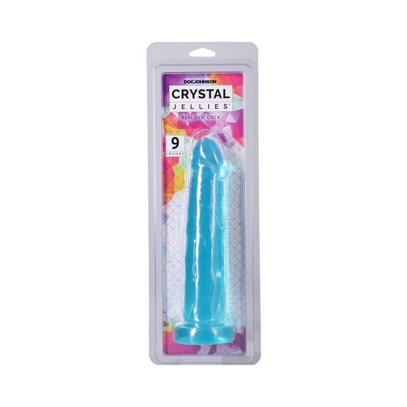 Crystal Jellies Realistic Cock 9 in. Teal by Doc Johnson