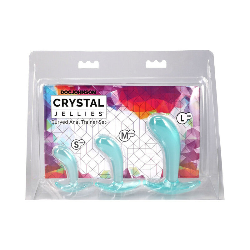 Crystal Jellies Curved Anal Trainer Set Teal by Doc Johnson