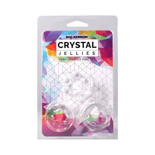 Crystal Jellies Performance Ring Set Clear by Doc Johnson