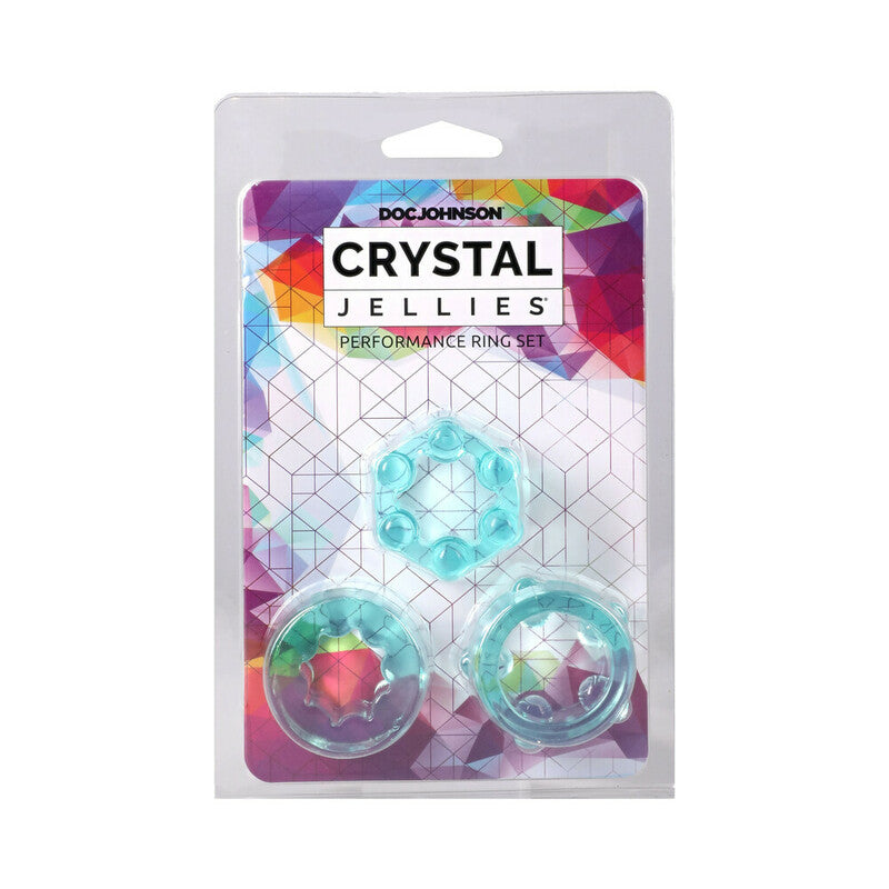 Crystal Jellies Performance Ring Set Teal by Doc Johnson