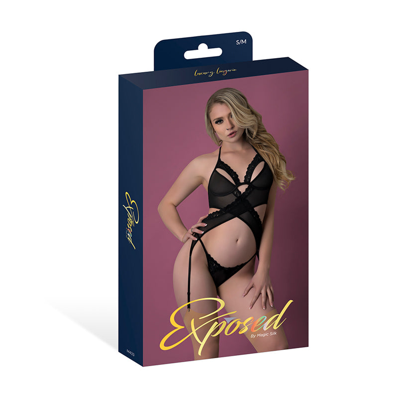 Magic Silk Rush Merry Widow & Panty Set Black L/XL by Magic Silk