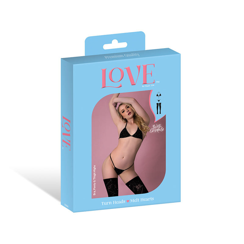 Magic Silk Seamless Bra, Panty & Thigh Highs Black O/S by Magic Silk