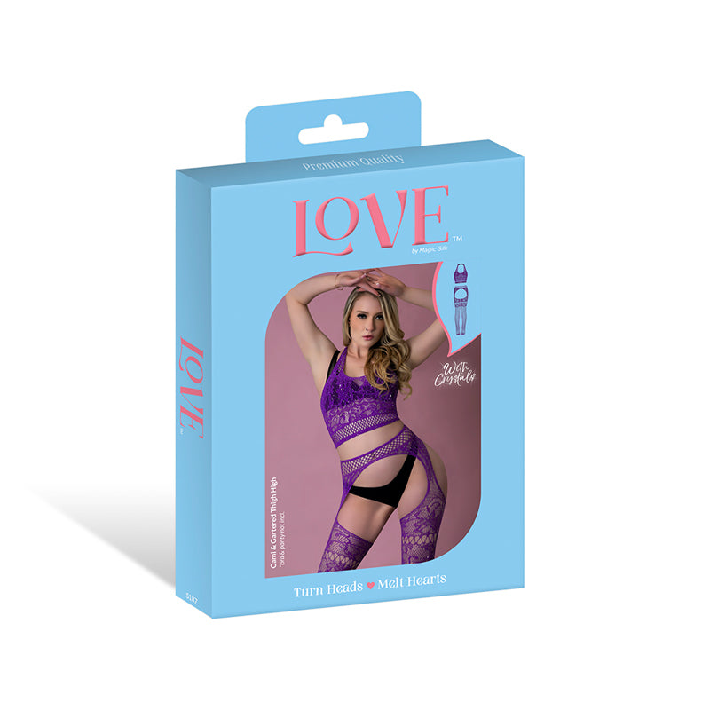 Magic Silk Seamless Cami & Gartered Thigh High Violet O/S by Magic Silk