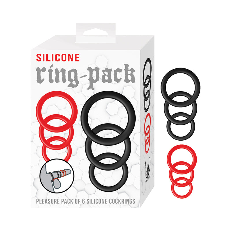 Silicone Ring 6 Pack Red&Black by Nasstoys