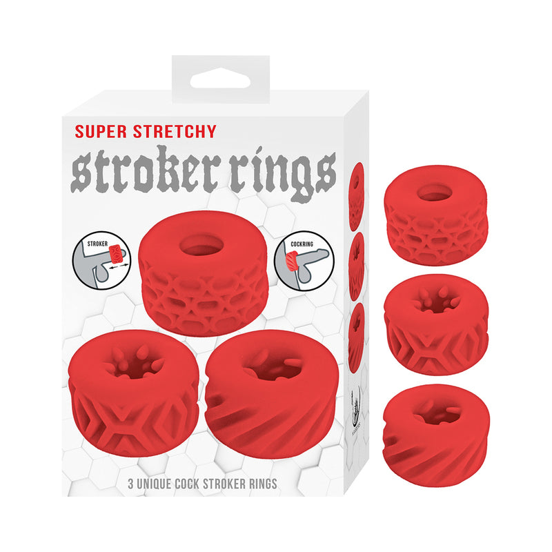 Super Stretchy Stroker Rings 3 Pack Red by Nasstoys