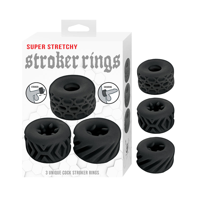 Super Stretchy Stroker Rings 3 Pack Black by Nasstoys