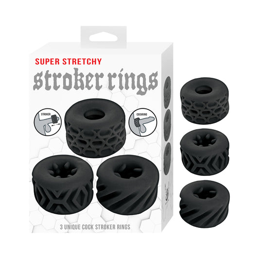 Super Stretchy Stroker Rings 3 Pack Black by Nasstoys