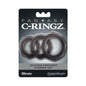 Fantasy C-Ringz Silicone Designer Stamina 3-Piece Cockring Set Black by Pipedream