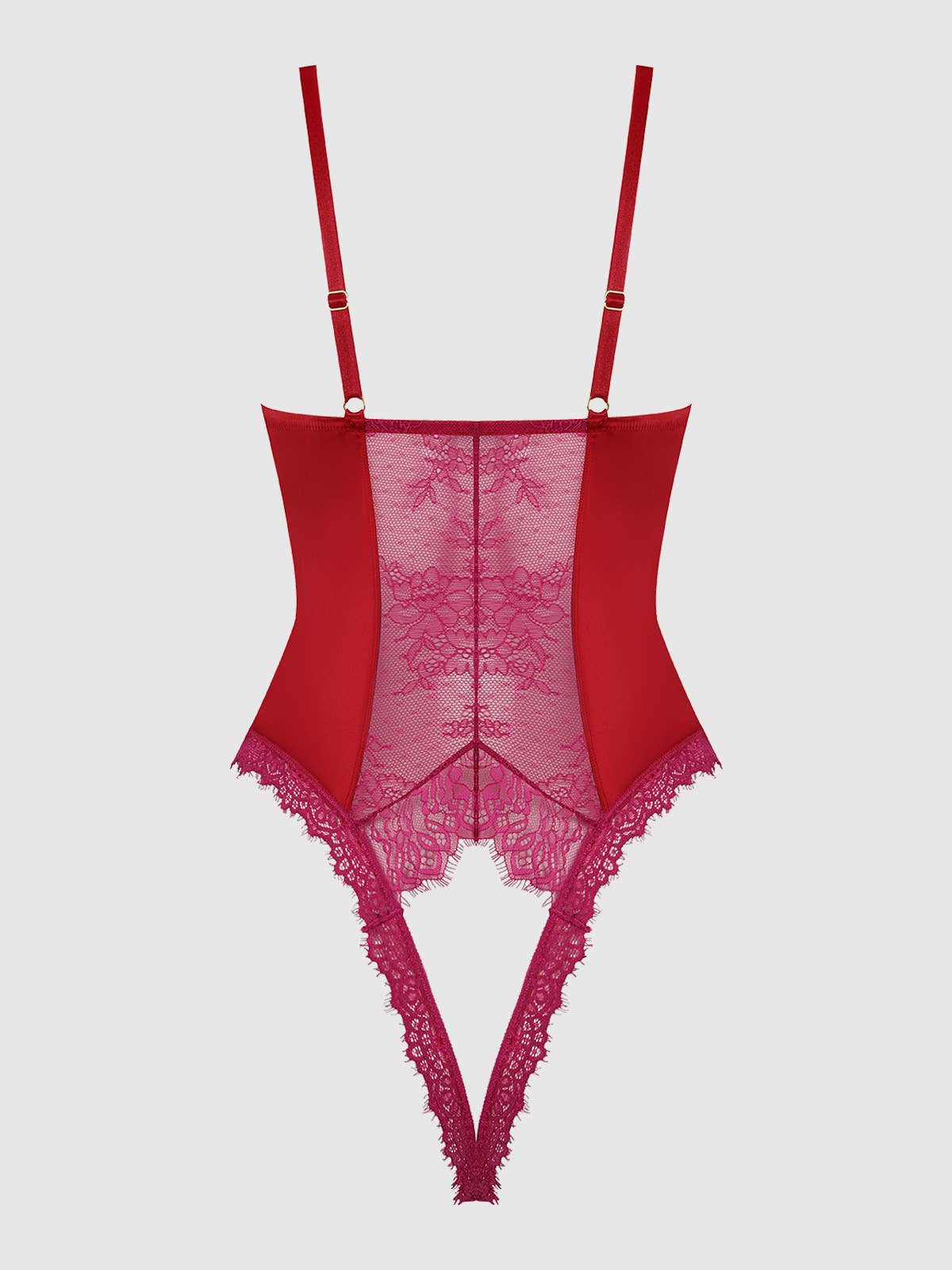 JOCELYN SATIN & LACE CROTCHLESS TEDDY by House of Desire