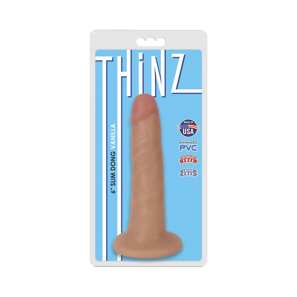 Curve Toys Thinz 6 in. Slim Dildo with Suction Cup Beige by XR llc DBA Curve