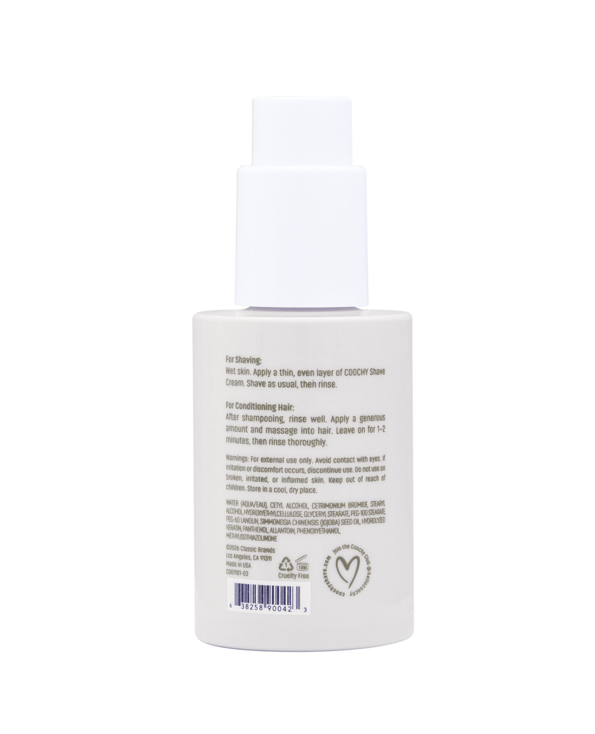 COOCHY Shave Cream - 3.4 oz Au Natural by Coochy