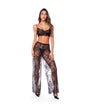 Underwire Lace Bra, Lace Wide Leg Pants, & Thong 3 pc Set - Black SM by Mapale