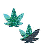 Neva Nude Flip Sequin Dope AF Weed Leaf Pasties - Green/Black O/S by Neva Nude