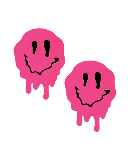 Neva Nude Smiley Vibes Blacklight Pasties - Neon Orange O/S by Neva Nude
