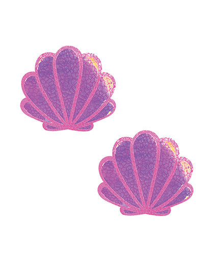 Neva Nude Iridescent Mermaid ShellPasties - Neon Pink O/S by Neva Nude