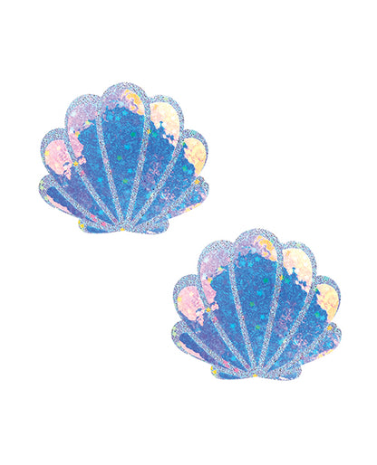 Neva Nude Cotton Candy Iridescent Blacklight Mermaid Shell Pasties - Purple O/S by Neva Nude