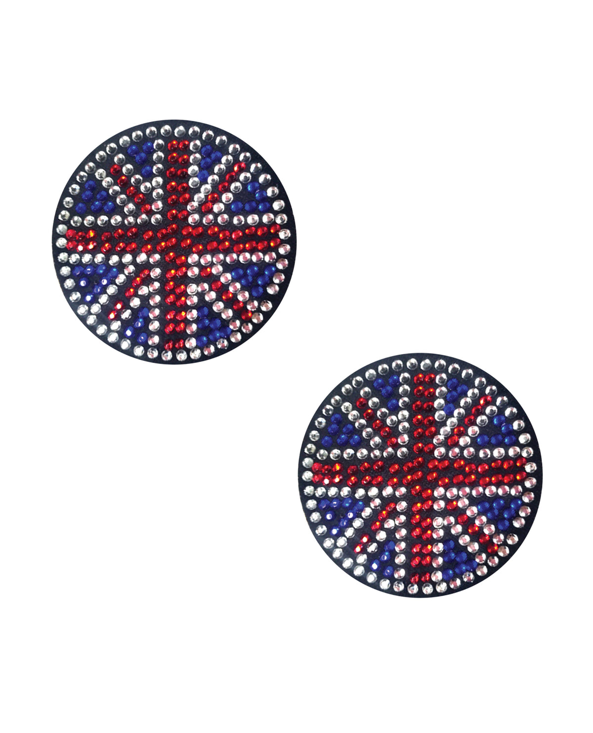 Neva Nude Yeah Bbaby! Black Union Jack Crystal Reusable Silicone Pasties - Multicolor O/S by Neva Nude