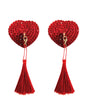 Neva Nude Forever Yours Heart Crystal Tassel Reusable Silicone Pasties - Red O/S by Neva Nude