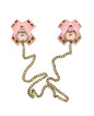 Neva Nude Pierced 'N Punked Leather & Gold Chain Reusable Silicone Pasties - Pink O/S by Neva Nude