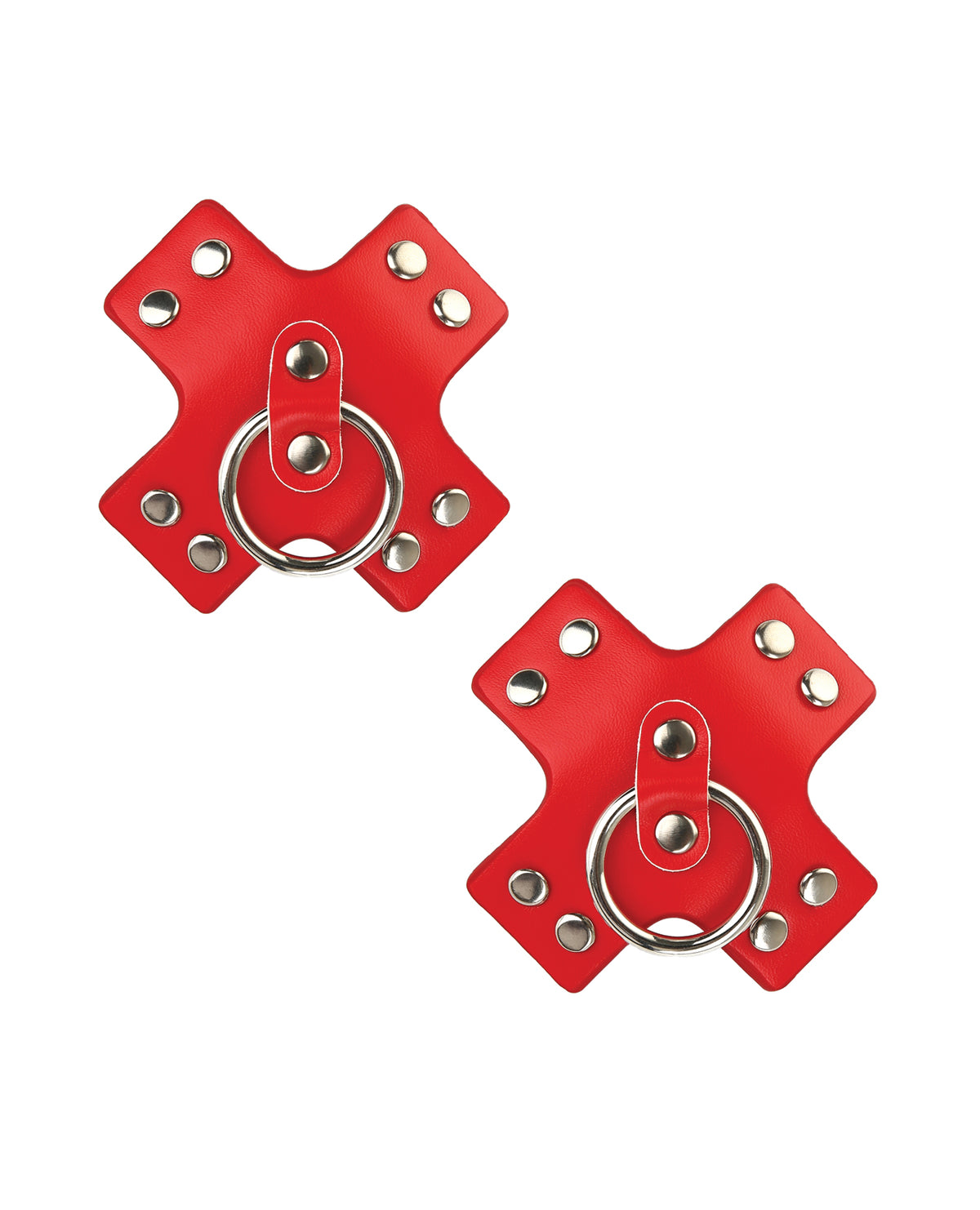 Neva Nude Pierced 'N Punked Leather Reusable Silicone Pasties - Red O/S by Neva Nude