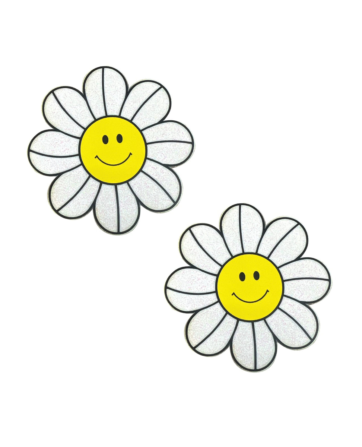 Neva Nude Glitter Groove Daisy Delights Smiley Pasties - White/Yellow O/S by Neva Nude