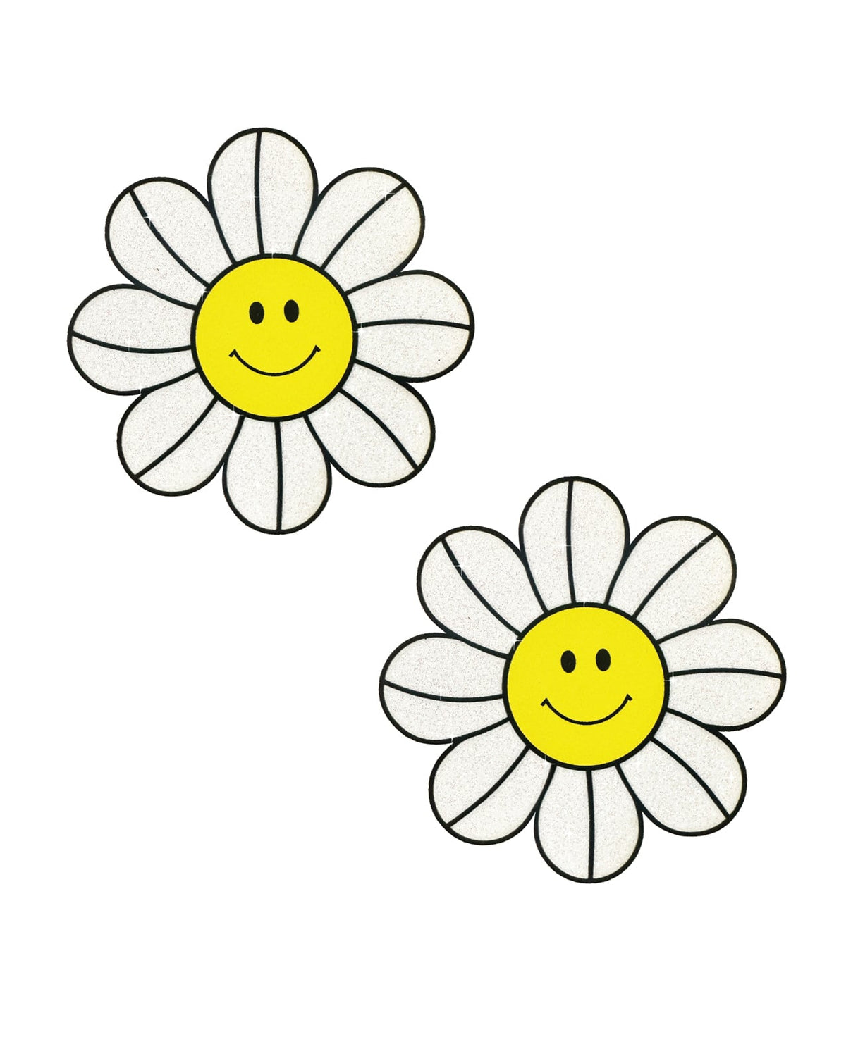 Neva Nude Glitter Groove Daisy Delights Smiley Pasties - White/Yellow O/S by Neva Nude