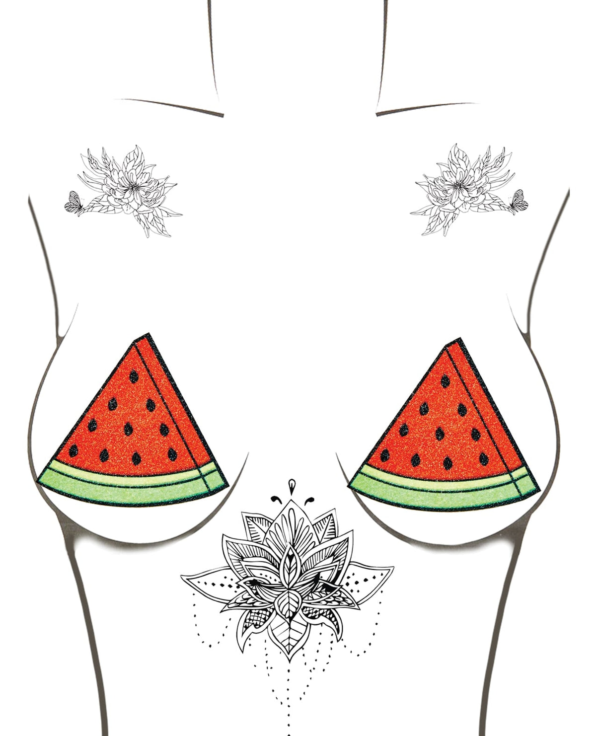 Neva Nude Watermelon Juicy Glitter Pasties - Multicolor O/S by Neva Nude