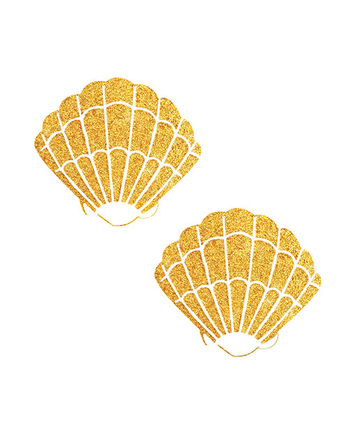 Neva Nude Fairy Dust Glitter Mermaid Shell Pasties - Gold O/S by Neva Nude