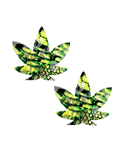 Neva Nude UV Weed LeafPasties - Green/Black O/S by Neva Nude