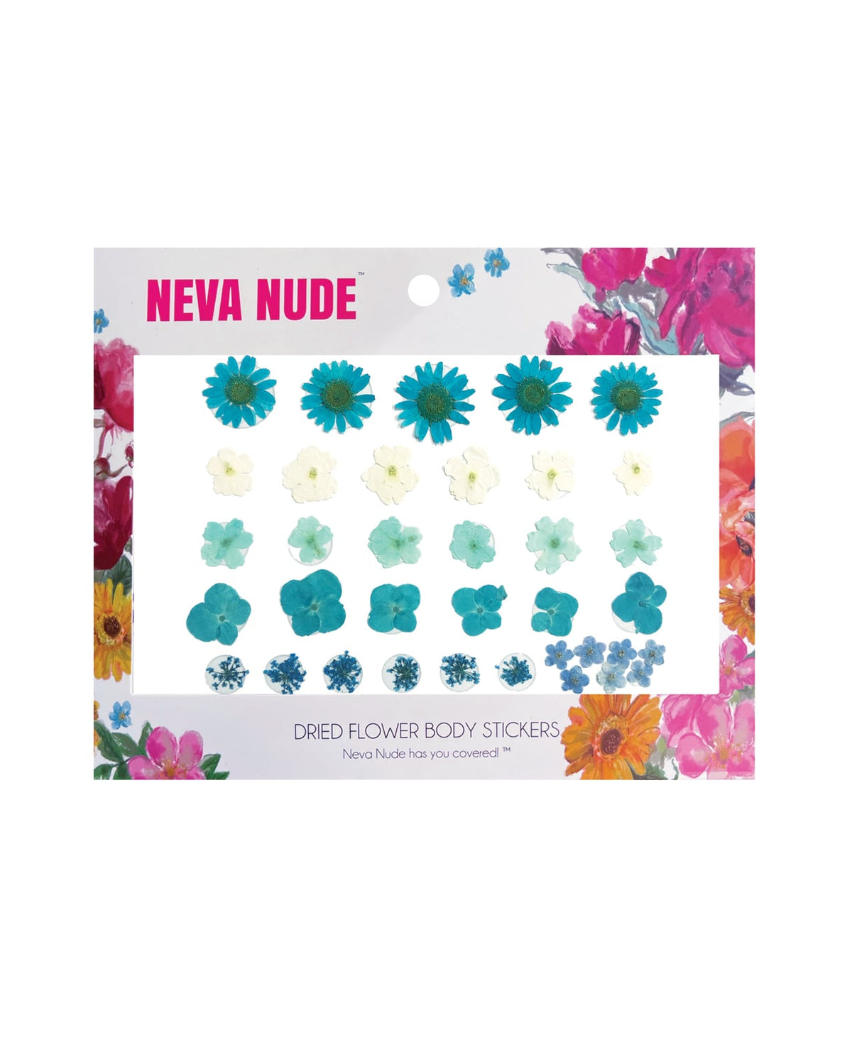 Neva Nude Spring Fling Real Dried Pressed Flower Body Stickers - Blue O/S by Neva Nude