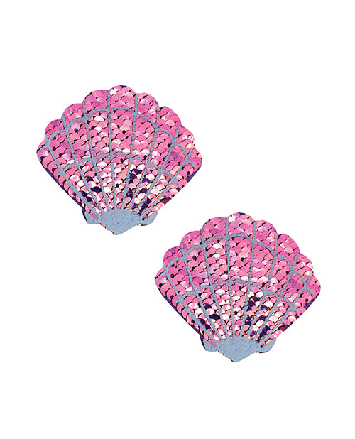 Neva Nude Sequin Mermaid Shell Pasties - Iridescent Pink O/S by Neva Nude