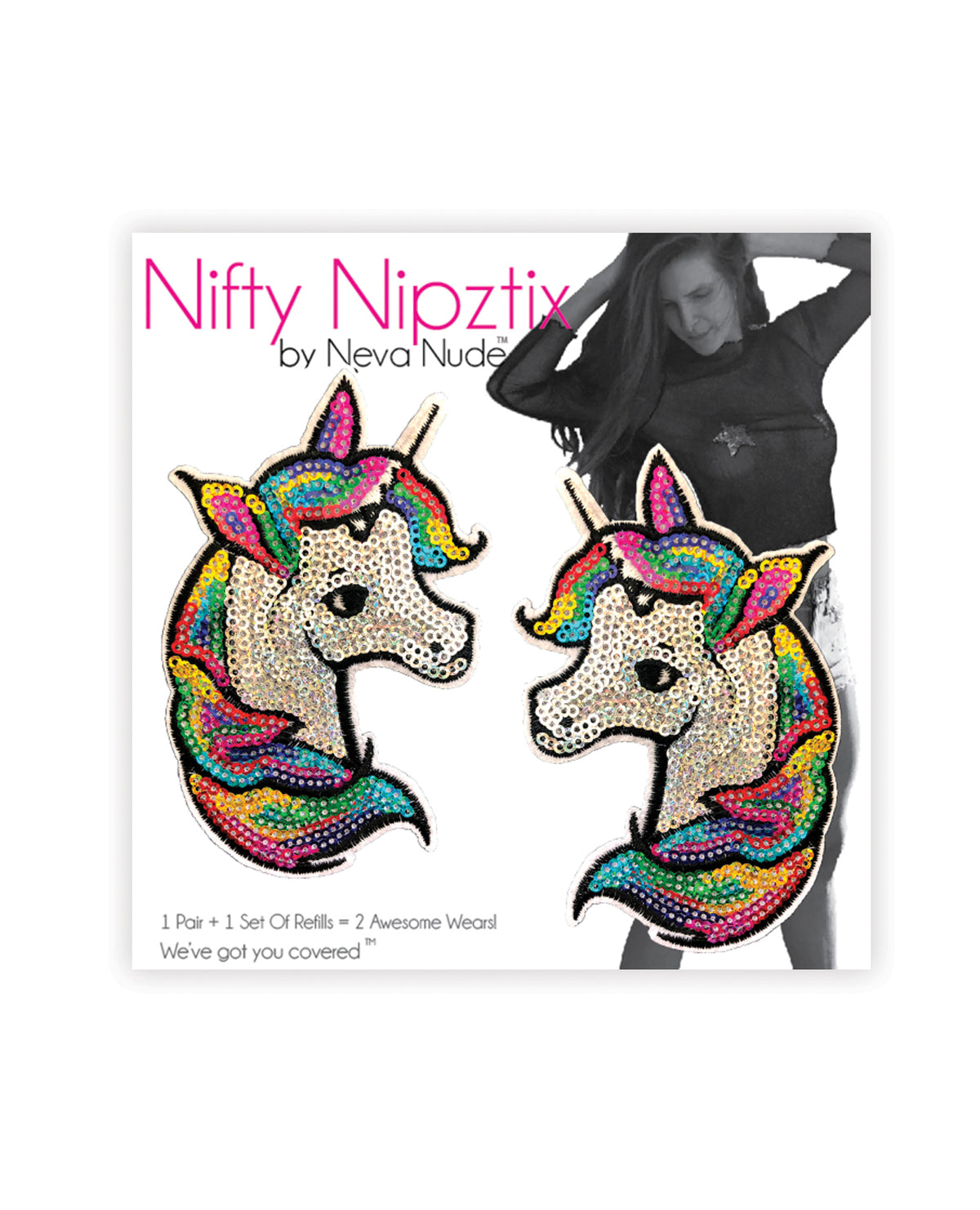Neva Nude Sequin Unicorn Nifty Nipztix Pasties 2 Wears - Multicolor O/S by Neva Nude