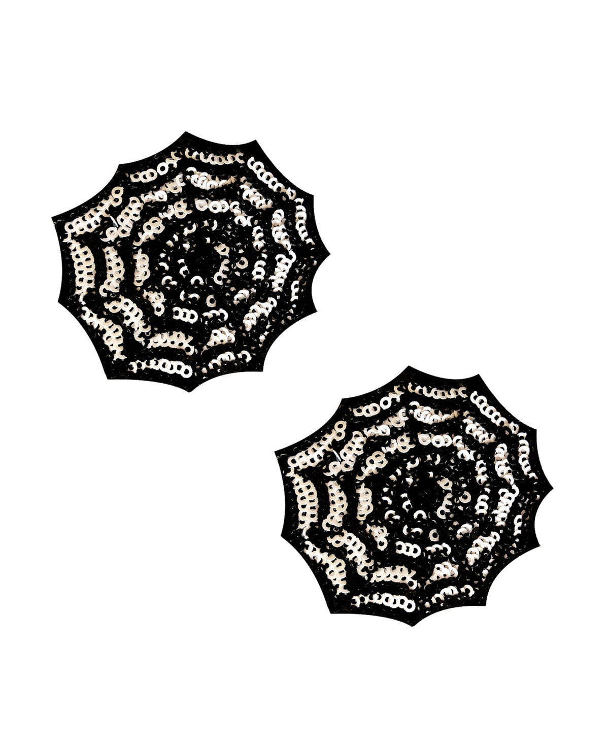 Neva Nude Blacklight Sequin Spiders Web Pasties - Black/White O/S by Neva Nude