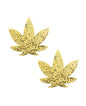 Neva Nude Super Sparkle Glitter Dope AF Weed Leaf Pasties - Gold O/S by Neva Nude