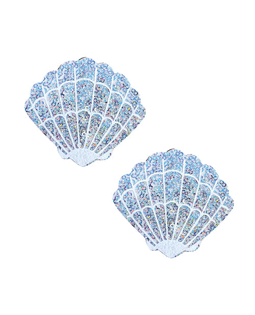 Neva Nude Unicorn Tears Sparkle Sequin Mermaid Shell Pasties - White O/S by Neva Nude