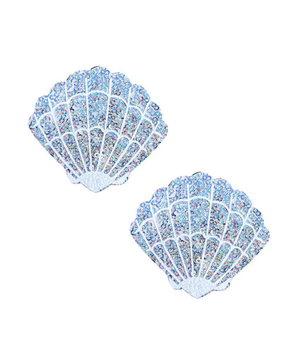 Neva Nude Unicorn Tears Sparkle Sequin Mermaid Shell Pasties - White O/S by Neva Nude