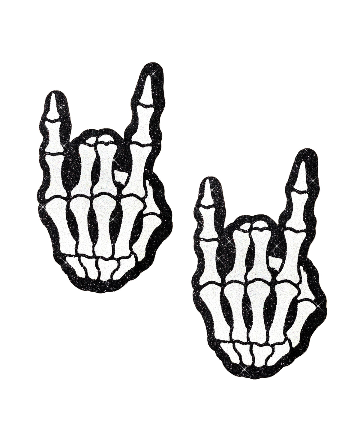 Neva Nude Rock On Skeleton Glitter Pasties - Black/White O/S by Neva Nude