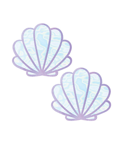Neva Nude Shimmer Holographic Queen Status Plus Size Mermaid Shell Pasties - Opal O/S by Neva Nude