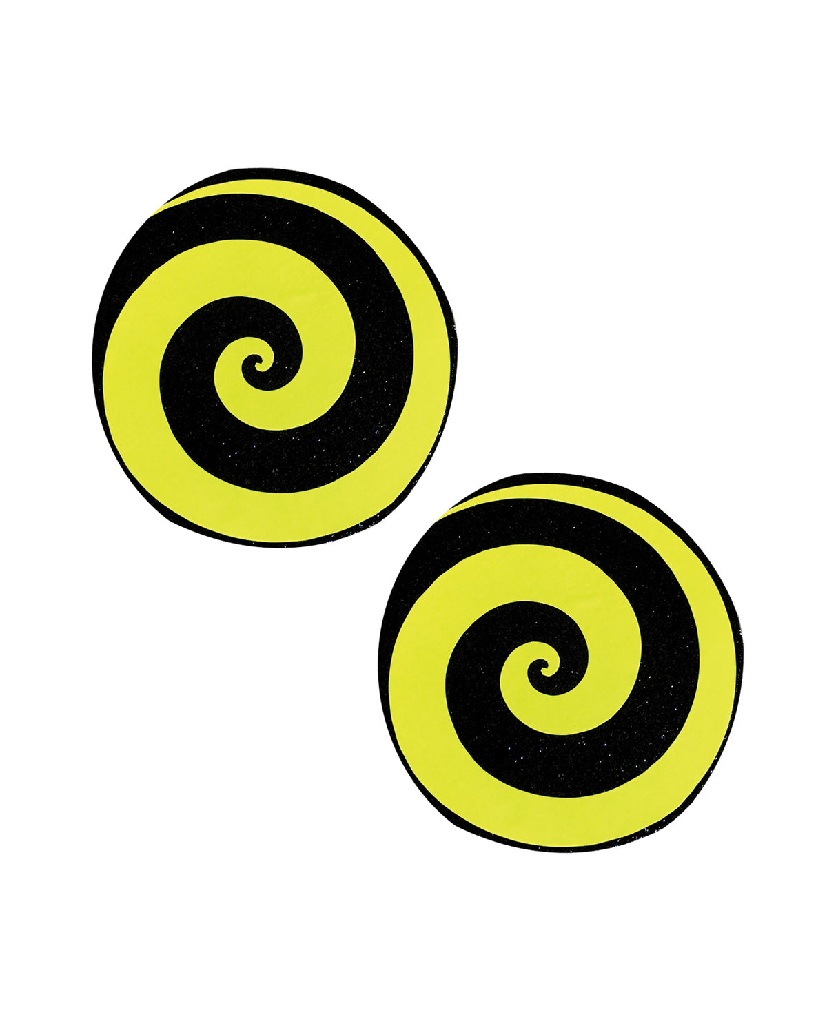 Neva Nude Starburst Blacklight Black Glitter Spiral Pasties - Neon Yellow O/S by Neva Nude