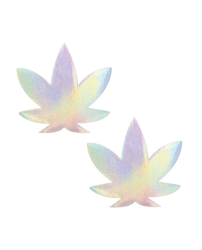 Neva Nude Holographic Dope AF Weed Leaf Pasties - O/S by No Brand