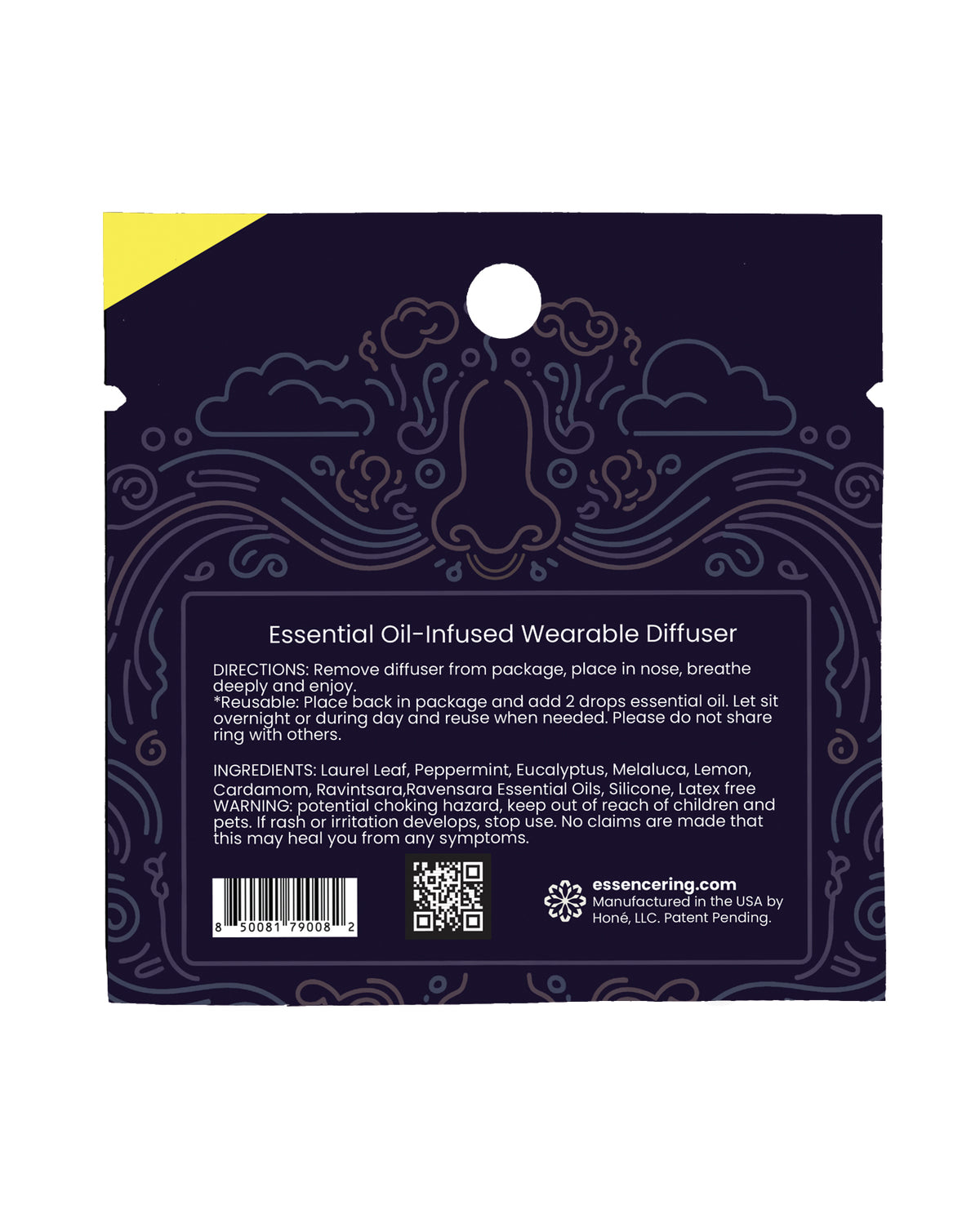 Rave Ring Xhale Single Sachet - Breath Easy Scent - Yellow by Rave Ring