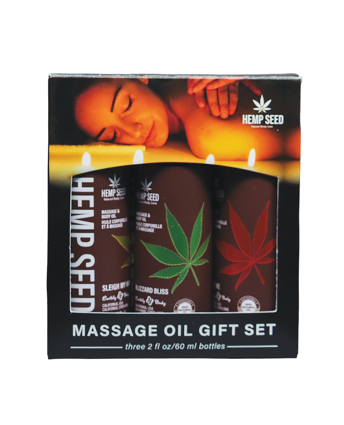 Earthly Body 2026 Holiday Massage Oil Gift Set - 2 oz Asst. Scents Box of 3 by Earthly Body