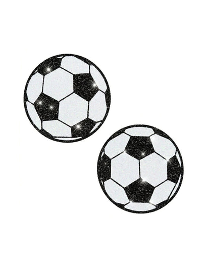 Neva Nude Soccer Ball Glitter Pasties - Black/White O/S by Neva Nude
