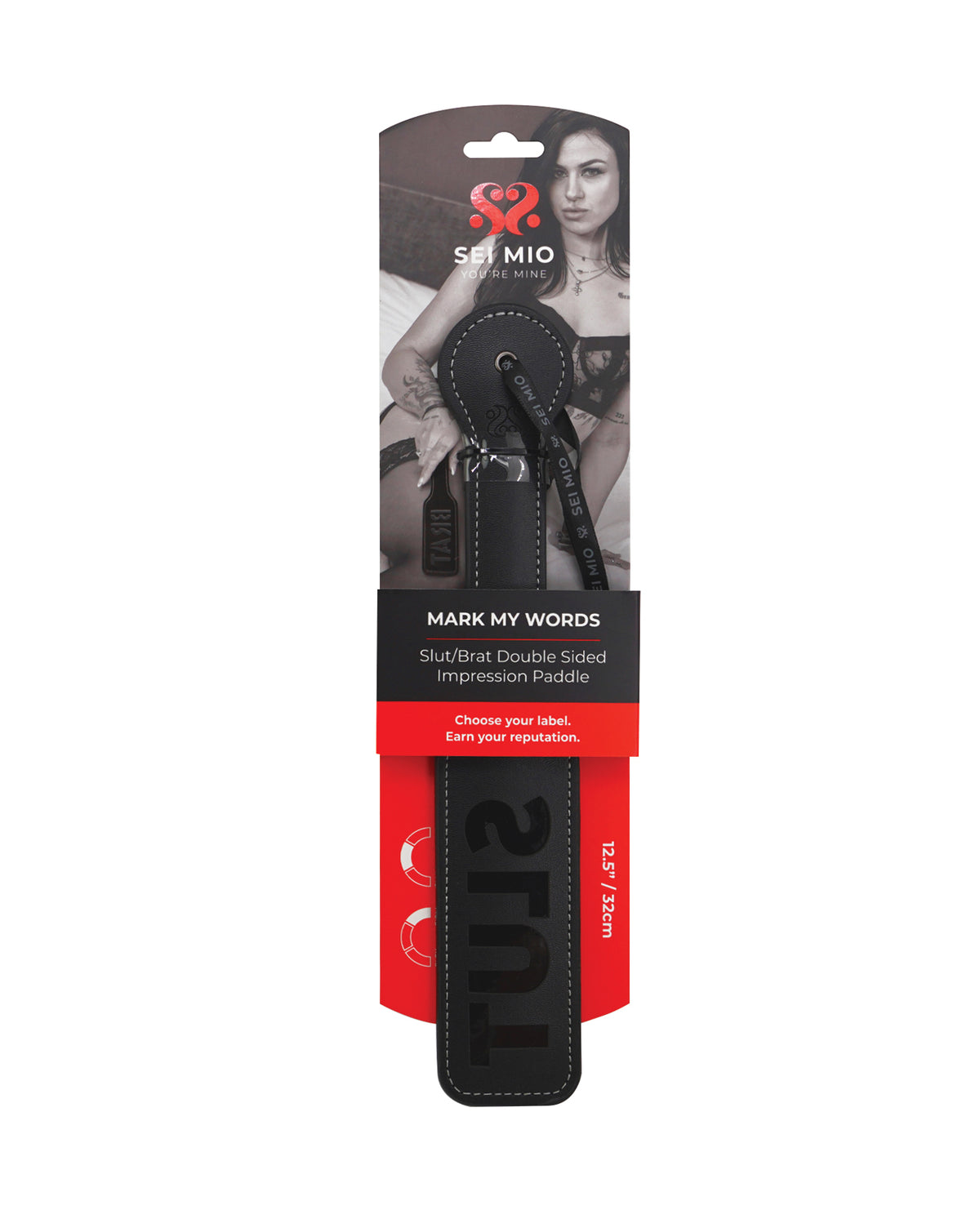 Sei Mio Take Brat & Party Brat/Slut Double Sided Paddle by Sei Mio
