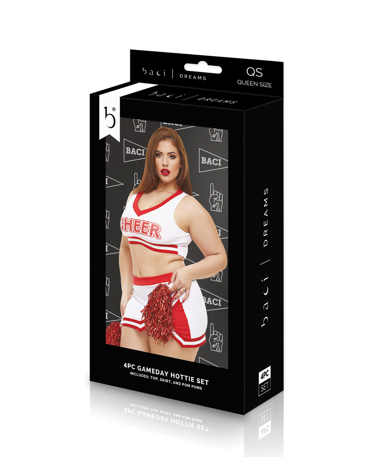 Dreams by Baci Lingerie Gameday Hottie 4-pc Set - White/Red QN by Dreams by Baci Lingerie