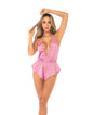 Mapale Satin Plunging Halter Teddy with Rhinestone Detail, Pink, Small/Medium – Part Number 75003 S/M by Mapale