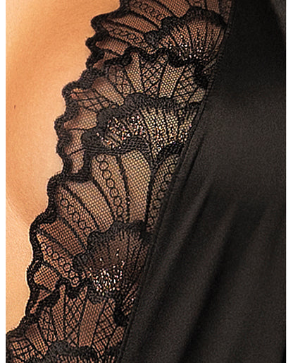 Scalloped Lace Halter Teddy - Black S/M by Mapale