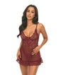 Valentine Lace Babydoll w/Bows & G-Sting - Zinfandel XL by Oh La La Cheri