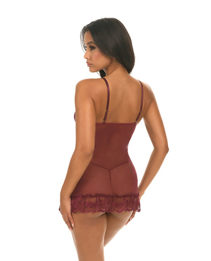 Valentine Lace Babydoll w/Bows & G-Sting - Zinfandel XL by Oh La La Cheri