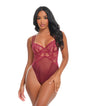 Marisol Lace & Mesh Unlined Underwire Teddy - Zinfandel S/M by Oh La La Cheri